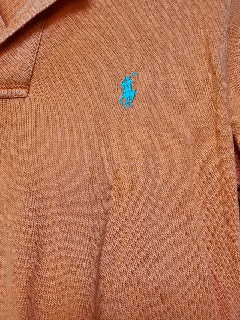 Ralph Lauren Boys Bright Orange Long-Sleeve  Skinny Polo.  Size Large